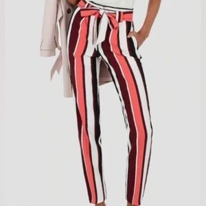Express Striped High Rise Ankle Pants